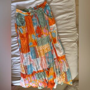 Patchwork Coastal Print Maxi Skirt